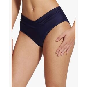 NEW Baleaf Navy Blue‎ Bikini Bottoms V Cut Shirred High Cut Mid Coverage Size 3X